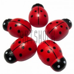 Набор деревянных декоративных "Божьих коровок", 1,7 x 2,5 см., 5 штуки, REGINA