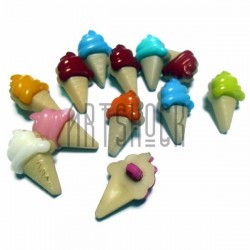 Набор пластиковых декоративных пуговиц "Мороженое рожок", 2.2 x 1.3 см., 12 штук, REGINA