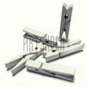Набор деревянных декоративных прищепок с белым глиттером, 0.7 x 4.5 см., 5 штук, REGINA