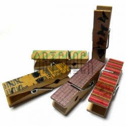Набор деревянных декоративных прищепок с декупажем, 1.1 x 4.5 см., 5 штук, REGINA