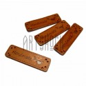 Набор декоративных бирок (нашивок, лейбл) "Hand Made птица" под кожу, 5 x 1.5 см., 4 штуки, REGINA