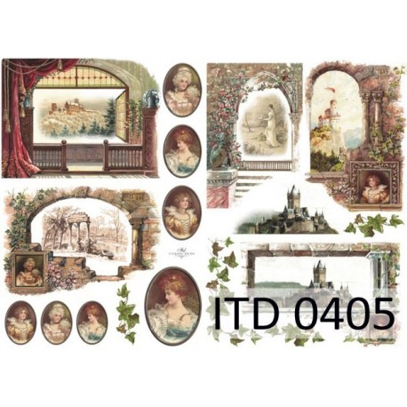 Рисовая карта для декупажа «Замки и медальоны», 29.7 x 21 см, 20 г/м², ITD Collection
