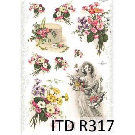 Рисовая карта для декупажа «Букеты», 29.7 x 21 см, 20 г/м², ITD Collection