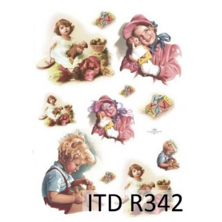 Рисовая карта для декупажа «Дети и игрушки», 29.7 x 21 см, 20 г/м², ITD Collection