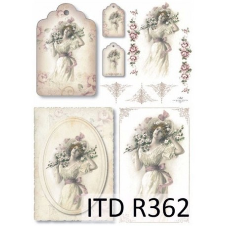 Рисовая карта для декупажа «Женщина с цветами», 29.7 x 21 см, 20 г/м², ITD Collection