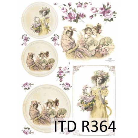 Рисовая карта для декупажа «Барышни», 29.7 x 21 см, 20 г/м², ITD Collection