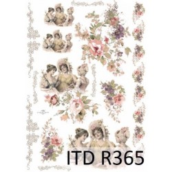 Рисовая карта для декупажа «Барышни и орнаменты», 29.7 x 21 см, 20 г/м², ITD Collection