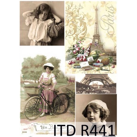 Рисовая карта для декупажа «Париж, бонжур!», 29.7 x 21 см, 20 г/м², ITD Collection