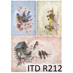 Рисовая карта для декупажа «Птицы на ветках», 29.7 x 21 см, 20 г/м², ITD Collection