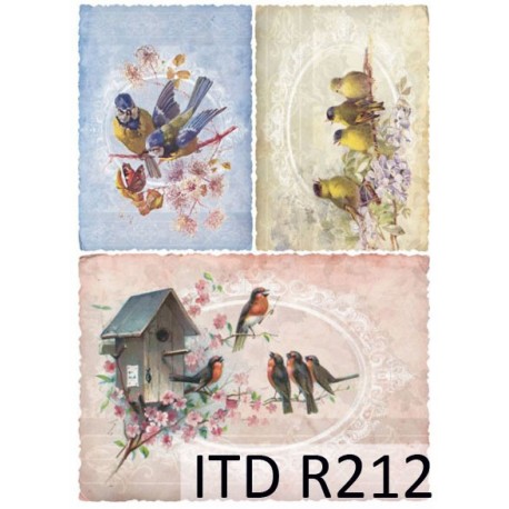 Рисовая карта для декупажа «Птицы на ветках», 29.7 x 21 см, 20 г/м², ITD Collection