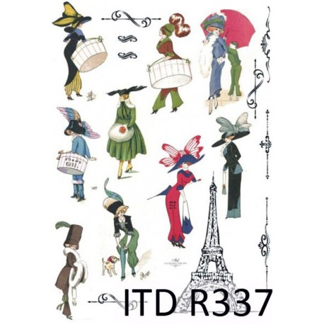 Рисовая карта для декупажа «Парижская мода», 29.7 x 21 см, 20 г/м², ITD Collection