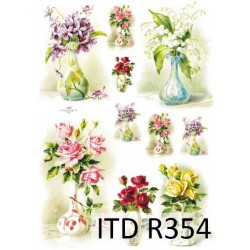 Рисовая карта для декупажа «Цветы в вазе», 29.7 x 21 см, 20 г/м², ITD Collection