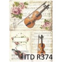 Рисовая карта для декупажа «Ноты, скрипки, розы», 29.7 x 21 см, 20 г/м², ITD Collection