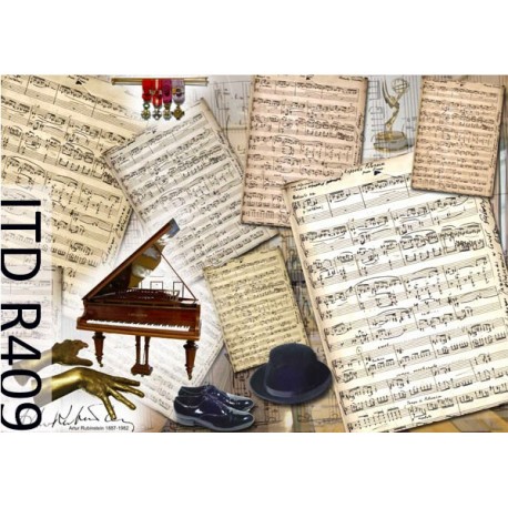Рисовая карта для декупажа «Ноты», 29.7 x 21 см, 20 г/м², ITD Collection