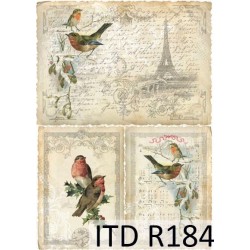 Рисовая карта для декупажа «Зимний Париж», 29.7 x 21 см, 20 г/м², ITD Collection
