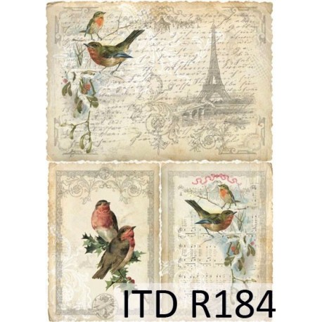 Рисовая карта для декупажа «Зимний Париж», 29.7 x 21 см, 20 г/м², ITD Collection