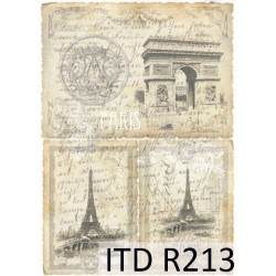 Рисовая карта для декупажа «Триумфальная арка и Эйфелева башня», 29.7 x 21 см, 20 г/м², ITD Collection