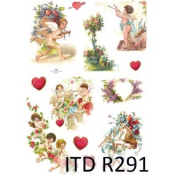 Рисовая карта для декупажа «Купидоны», 29.7 x 21 см, 20 г/м², ITD Collection