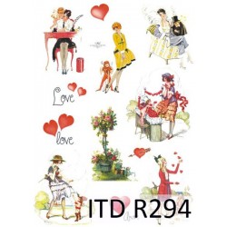 Рисовая карта для декупажа «Love», 29.7 x 21 см, 20 г/м², ITD Collection