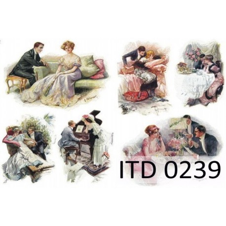 Рисовая карта для декупажа «Ретро рандеву», 29.7 x 21 см, 20 г/м², ITD Collection