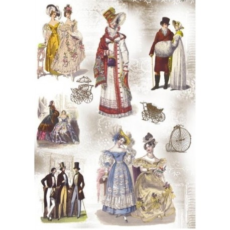 Рисовая карта для декупажа «Мода начала 19 века», 29.7 x 21 см, 20 г/м², ITD Collection