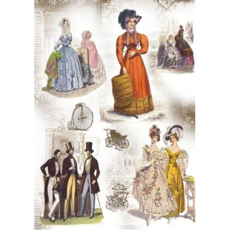 Рисовая карта для декупажа «Мода начала 19 века», 29.7 x 21 см, 20 г/м², ITD Collection