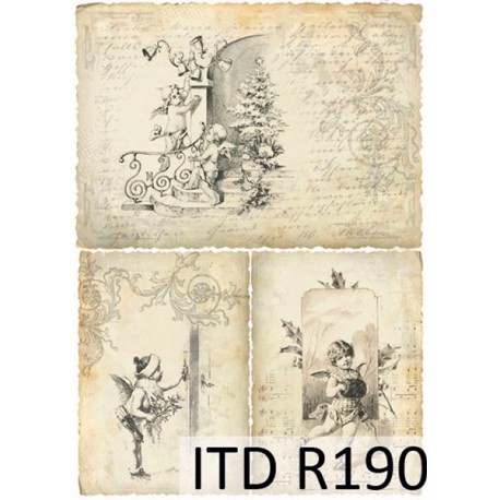 Рисовая карта для декупажа «Новогодние амуры», 29.7 x 21 см, 20 г/м², ITD Collection