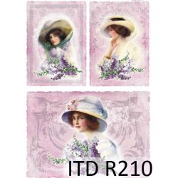 Рисовая карта для декупажа «Женщины в шляпах», 29.7 x 21 см, 20 г/м², ITD Collection
