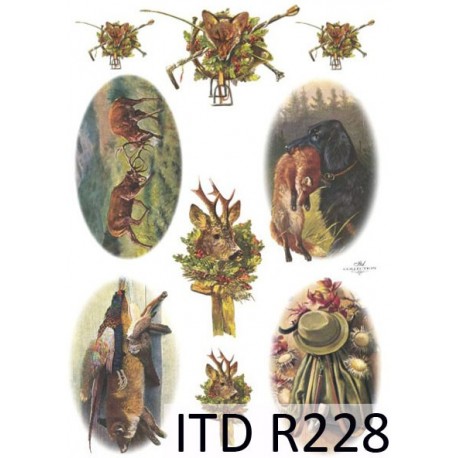 Рисовая карта для декупажа «Охота», 29.7 x 21 см, 20 г/м², ITD Collection