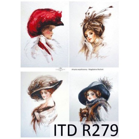 Рисовая карта для декупажа «Дамы в шляпах», 29.7 x 21 см, 20 г/м², ITD Collection