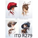 Рисовая карта для декупажа «Дамы в шляпах», 29.7 x 21 см, 20 г/м², ITD Collection