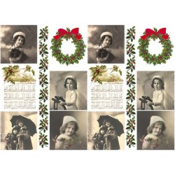 Рисовая карта для декупажа «Рождественский венок и ретро-фото», 29.7 x 21 см, 20 г/м², ITD Collection