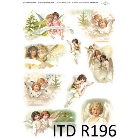 Рисовая карта для декупажа «Винтажные ангелы», 29.7 x 21 см, 20 г/м², ITD Collection