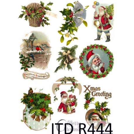Рисовая карта для декупажа «Xmas greetings», 29.7 x 21 см, 20 г/м², ITD Collection