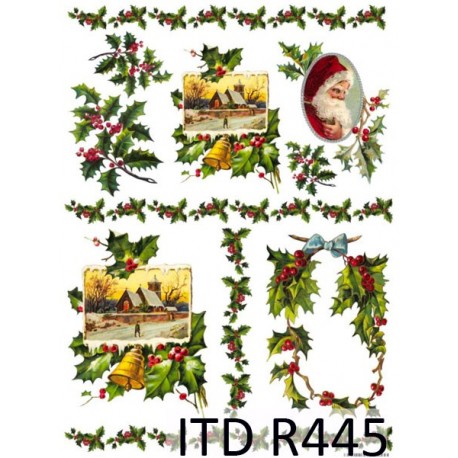 Рисовая карта для декупажа «Падуб остролистный», 29.7 x 21 см, 20 г/м², ITD Collection