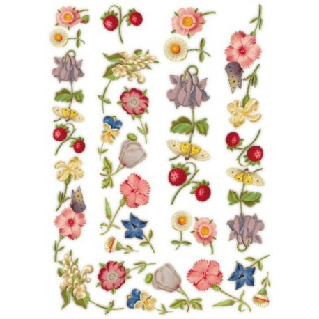 Рисовая карта для декупажа «Цветы и бабочки», 29.7 x 21 см, 20 г/м², ITD Collection