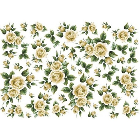 Рисовая карта для декупажа «Белые розы», 29.7 x 21 см, 20 г/м², ITD Collection