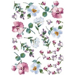 Рисовая карта для декупажа «Акварельные цветы», 29.7 x 21 см, 20 г/м², ITD Collection