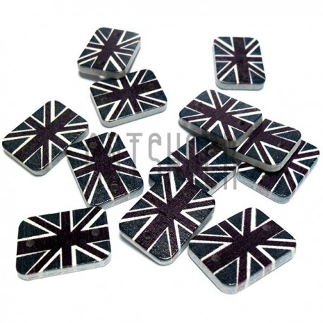 Набор декоративных табличек GREAT BRITAIN деревянных, 1.5 x 2 x 0.2 см., 12 штук, REGINA