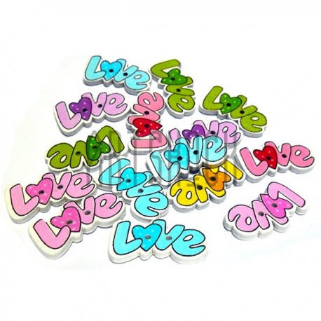 Набор деревянных декоративных пуговиц "LOVE", 2.8 x 1.5 см., 15 штук, REGINA