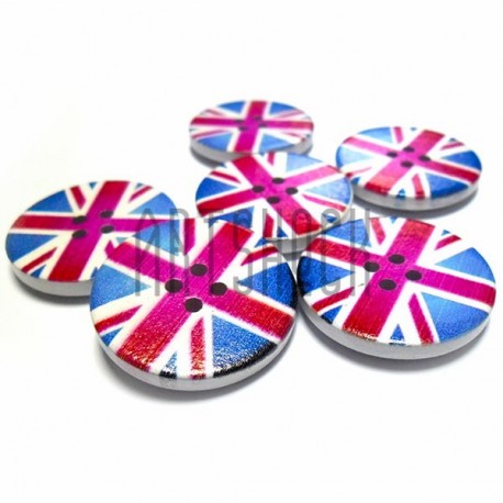 Набор деревянных декоративных пуговиц "United Kingdom", Ø3 см., 6 штук, REGINA
