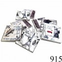 Набор деревянных декоративных пуговиц белых "Города и птицы", 3 x 3.3 см., 8 штук, REGINA