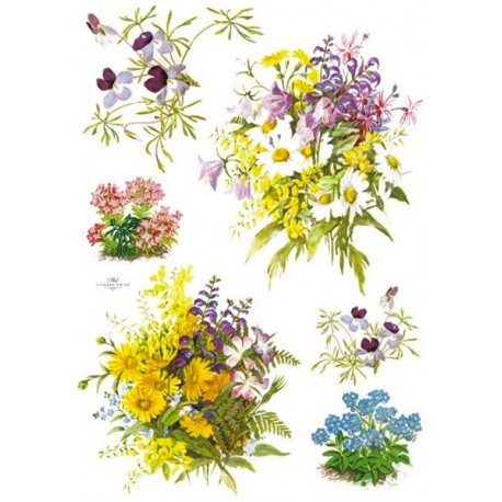Рисовая карта для декупажа «Букеты полевых цветов», 29.7 x 21 см, 20 г/м², ITD Collection