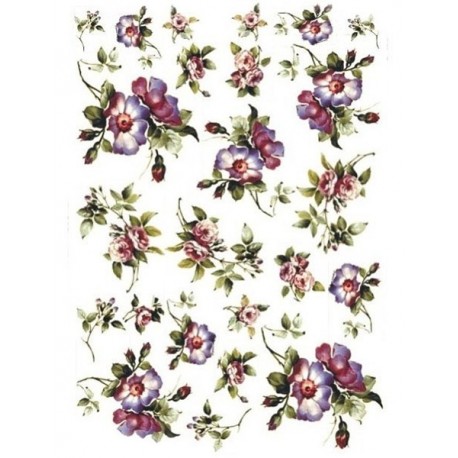 Рисовая карта для декупажа «Фиолетово-сливовые дикие розы», 29.7 x 21 см, 20 г/м², ITD Collection