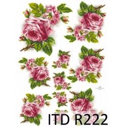 Рисовая карта для декупажа «Розовые розы», 29.7 x 21 см, 20 г/м², ITD Collection