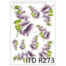 Рисовая карта для декупажа «Фиолетовые маки», 29.7 x 21 см, 20 г/м², ITD Collection