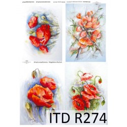 Рисовая карта для декупажа «Красные маки», 29.7 x 21 см, 20 г/м², ITD Collection