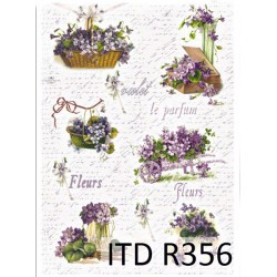 Рисовая карта для декупажа «Фиалки», 29.7 x 21 см, 20 г/м², ITD Collection