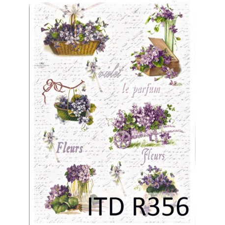 Рисовая карта для декупажа «Фиалки», 29.7 x 21 см, 20 г/м², ITD Collection