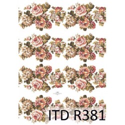 Рисовая карта для декупажа «Винтажные розы», 29.7 x 21 см, 20 г/м², ITD Collection